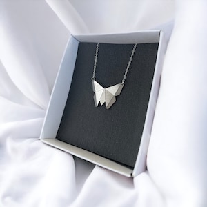 Origami Butterfly necklace • Geometric stainless steel minimalist jewelry with 3d design and special shining effect • Waterproof jewelry