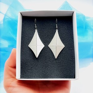 Stainless steel Origami Kite earrings, Geometric 3D shining jewelry, Minimalist earrings, Dainty jewelry for her, Waterproof jewelry image 4