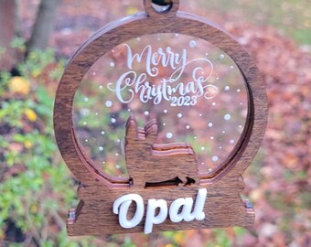 Personalized Dog Breed Acrylic and Wood Christmas Ornament