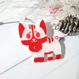 Festive Holiday Peppermint Corgi Dog Christmas Brooch