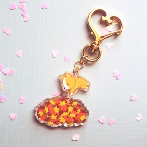Fall Corgi in Leaves Keychain
