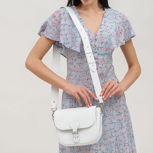 Leather Saddlebag Crossbody Bag: Small White Purse