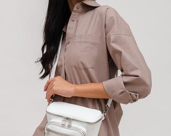 Bolso Banana hecho a mano – Bandolera unisex, bolso de viaje compacto de cuero, bolso manos libres