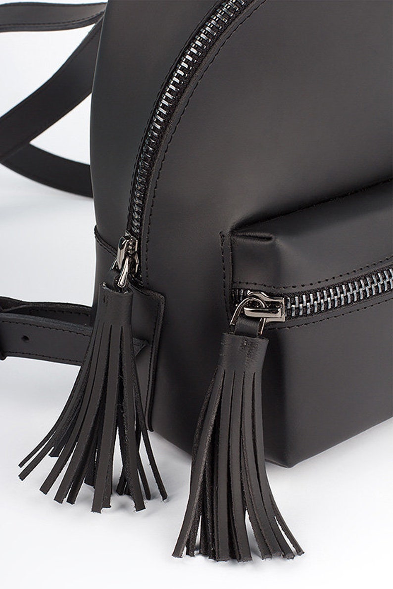 Black Zipper bag Handmade backpack Pouch Laptop backpack Shoulder bag Leather bag Bridesmaid gift Mom gift Mothers day gift Wedding gift