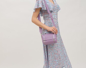 Bolso pequeño de piel morada, bandolera, bolsos de mujer - Regalo para el Día de la Madre