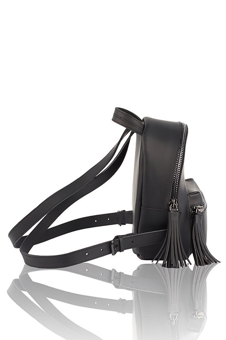 Black Zipper bag Handmade backpack Pouch Laptop backpack Shoulder bag Leather bag Bridesmaid gift Mom gift Mothers day gift Wedding gift