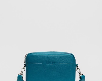 Bolso bandolera de piel turquesa, mini bolso hecho a mano, bolso de hombro de verano, bolso de mano para mujer para uso diario