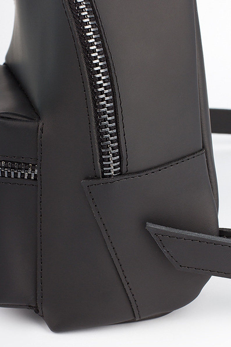 Black Zipper bag Handmade backpack Pouch Laptop backpack Shoulder bag Leather bag Bridesmaid gift Mom gift Mothers day gift Wedding gift