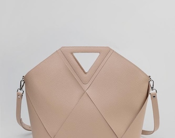 Bolso tote grande de piel – Bolso de compras minimalista con correa ajustable