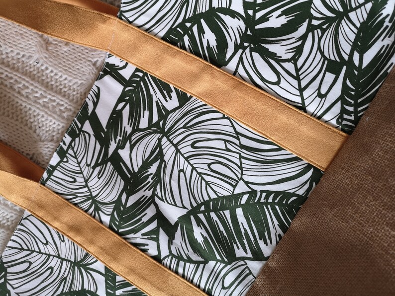 Tote bagtropical leaf printed beach bagburlap