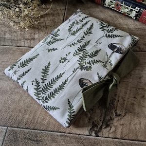 Leaves & Mushrooms Fleece Book Cover / Booksleeve / Pocket and Paperback Book Sleeve