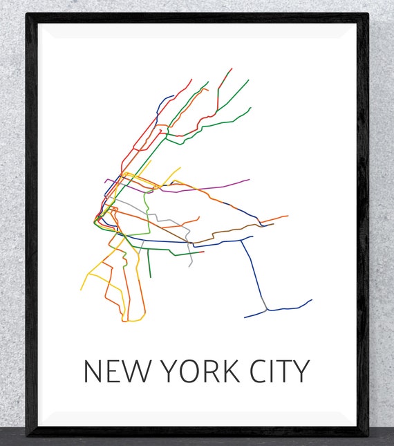 New York City Subway Map Poster Etsy