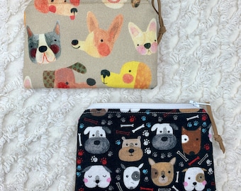 Small Dog Zipper Pouch, Bag with Zipper Pull, Card Wallet, Change Purse, Airline Bag, Toiletry Bag, Makeup Pouch, Travel Pouch, Gadget Bag