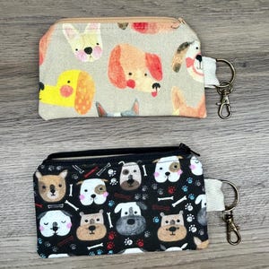 Small Dog Zipper Pouch, Bag with Zipper Pull, Card Wallet, Change Purse, Airline Bag, Toiletry Bag, Makeup Pouch, Travel Pouch, Gadget Bag