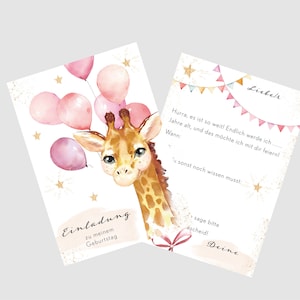 Einladungskarten Kindergeburtstag | Aquarell Giraffe | A6| Set