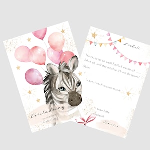 Einladungskarte Kindergeburtstag | Aquarell Zebra | A6| Set