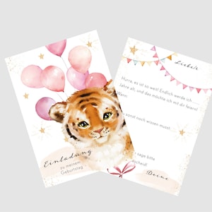 Einladungskarte Kindergeburtstag | Aquarell Tiger | A6| Set