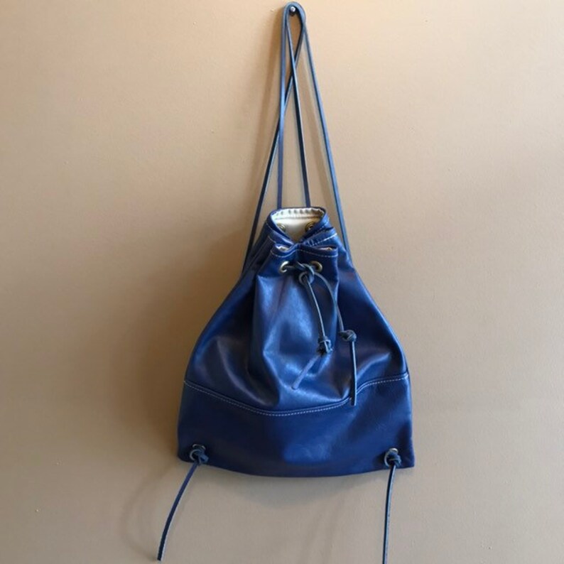 Leather Cinch Bag drawstring Multi Backpack Tote Bag waxed Etsy