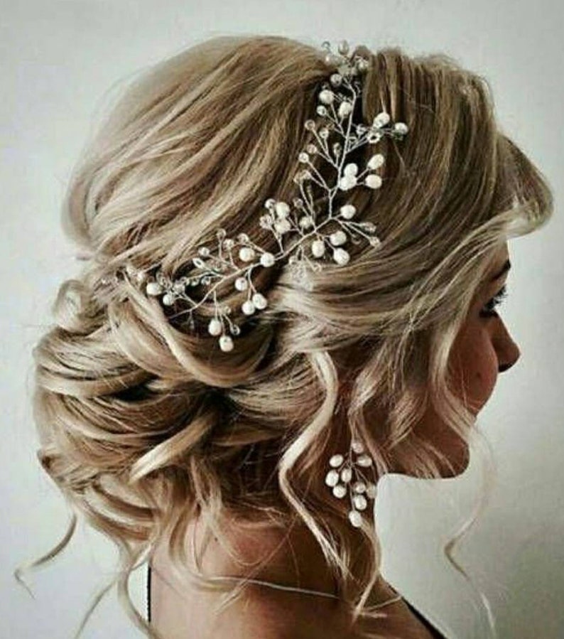 Wedding Hair Accessories Elegant Crystal Rhinestones and Pearl Bridal Hair Vine Wedding Hairpiece Bridal Party Headpiece immagine 1