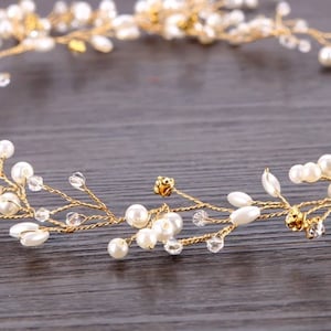 Wedding Hair Accessories Elegant Crystal Rhinestones and Pearl Bridal Hair Vine Wedding Hairpiece Bridal Party Headpiece image 8