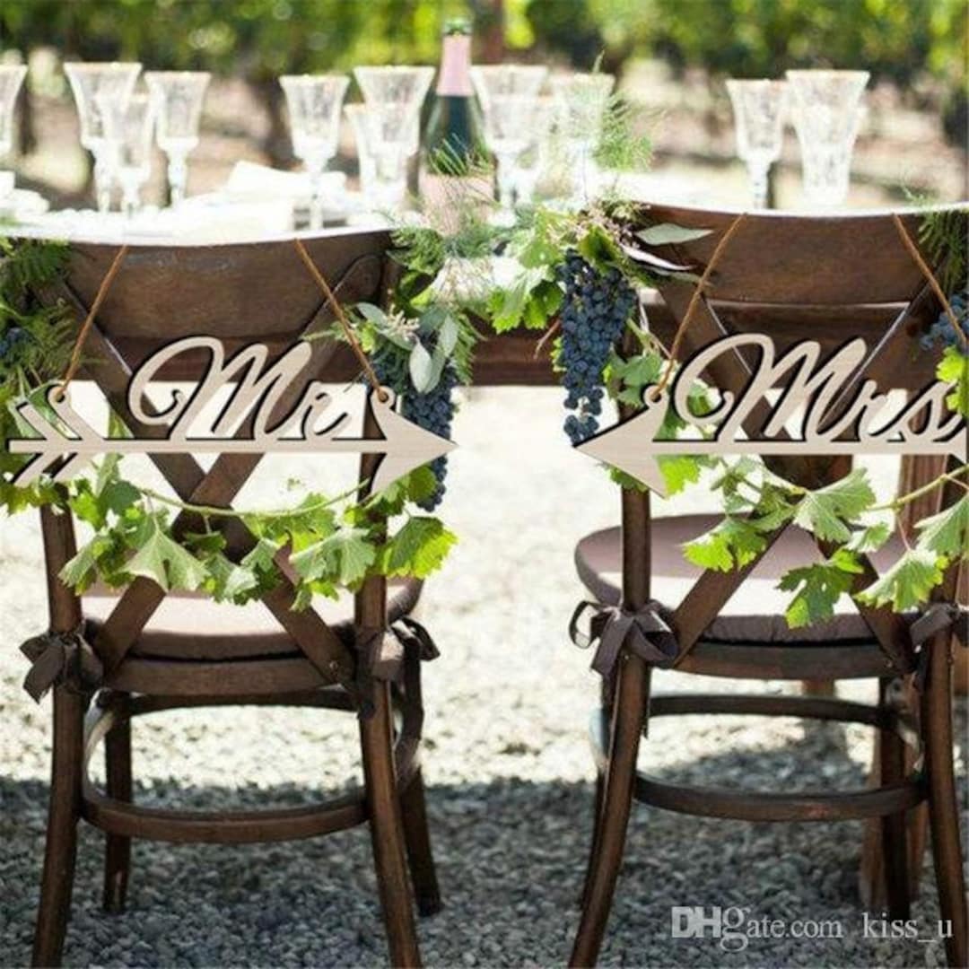 Mr & Mrs Arrow Signs Wedding Party Chair Decoration Wood Wedding