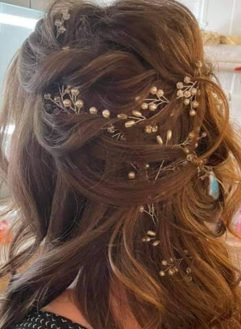 Wedding Hair Accessories Elegant Crystal Rhinestones and Pearl Bridal Hair Vine Wedding Hairpiece Bridal Party Headpiece image 10