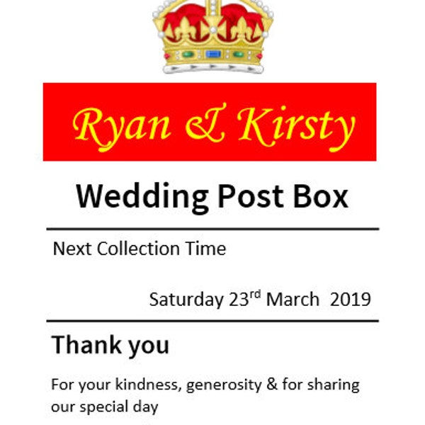 Post Box Wedding Decoration Print  - PDF Customized Sign
