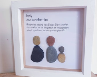 Personalised Family Gift - Pebble Art Picture - Friendship Gift - Cumbrian  Pebble Art - Rock Art - Handcrafted - Bespoke Art Gift