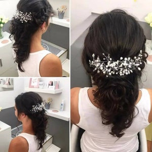 Wedding Hair Accessories Elegant Crystal Rhinestones and Pearl Bridal Hair Vine Wedding Hairpiece Bridal Party Headpiece immagine 5