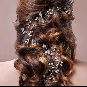 Wedding Hair Accessories Elegant Crystal Rhinestones and Pearl Bridal Hair Vine Wedding Hairpiece Bridal Party Headpiece image 6