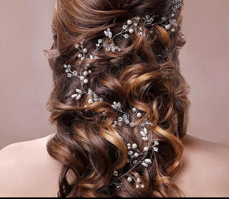 Wedding Hair Accessories Elegant Crystal Rhinestones and Pearl Bridal Hair Vine Wedding Hairpiece Bridal Party Headpiece image 6