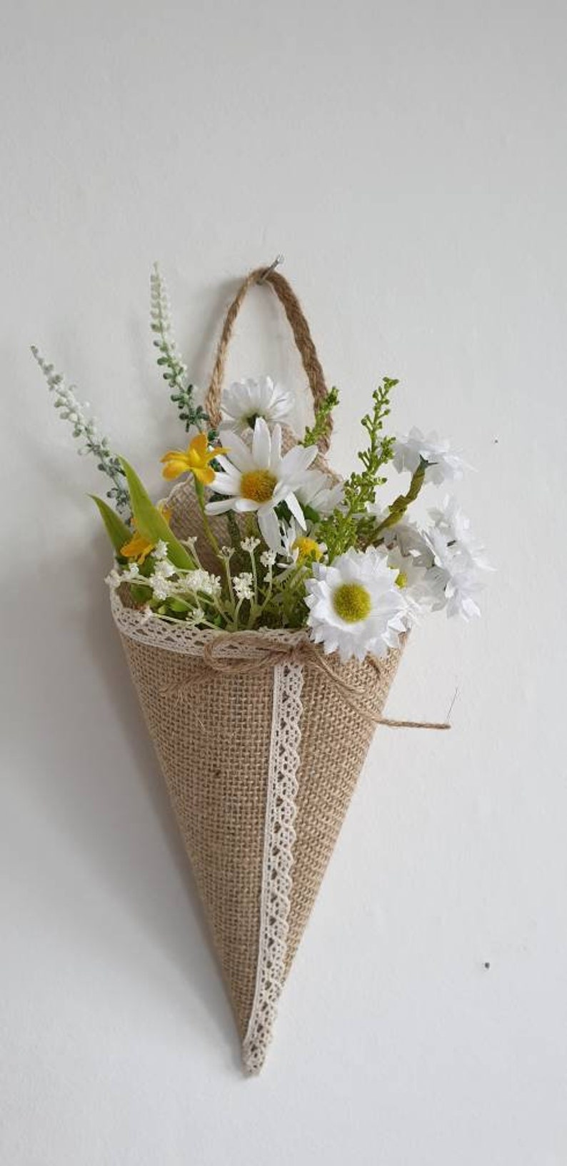 Hessian Flower Cones Pew Flower Cones Wedding Decorations | Etsy