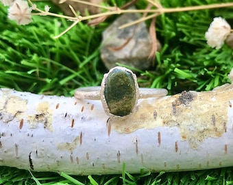 unakite jasper ring | dainty silver ring