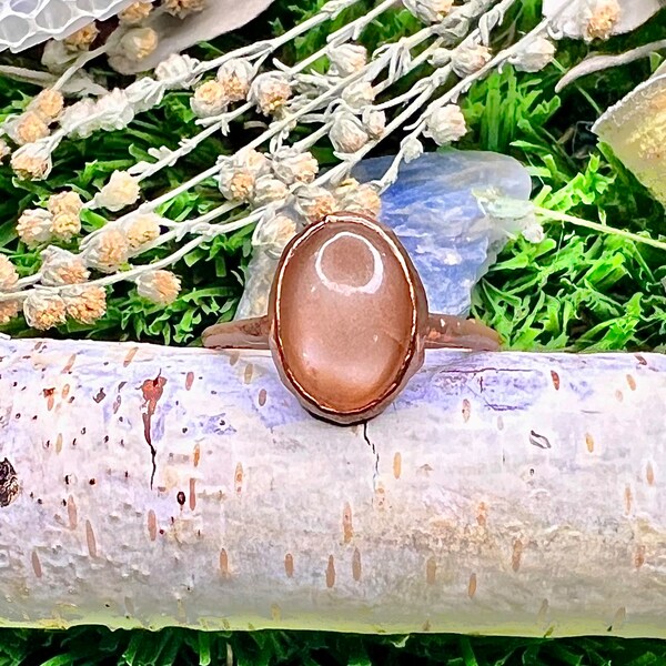 peach moonstone ring