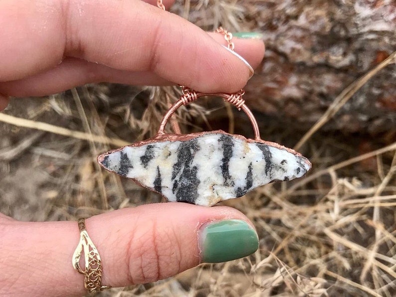 raw zebra jasper necklace unique crystal necklace