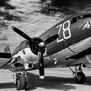 WWII B-25 BOMBER War Bird Sky Acrylic Print,Aviation Photo,Canvas Wall Art Man Cave,Plane,Airplane,Black & White Photo Print Airplane Art