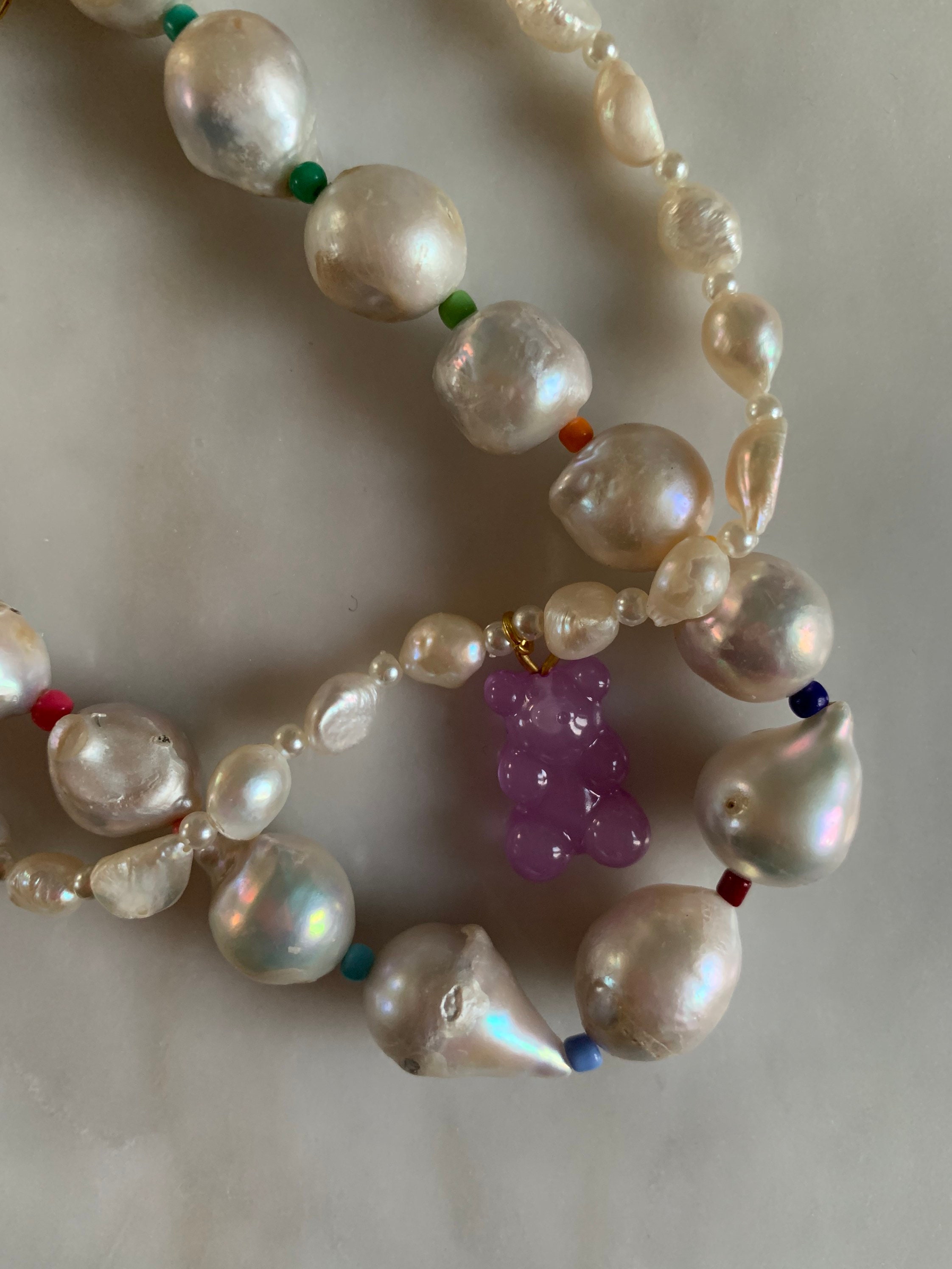 Bear Pearl Necklace - Etsy