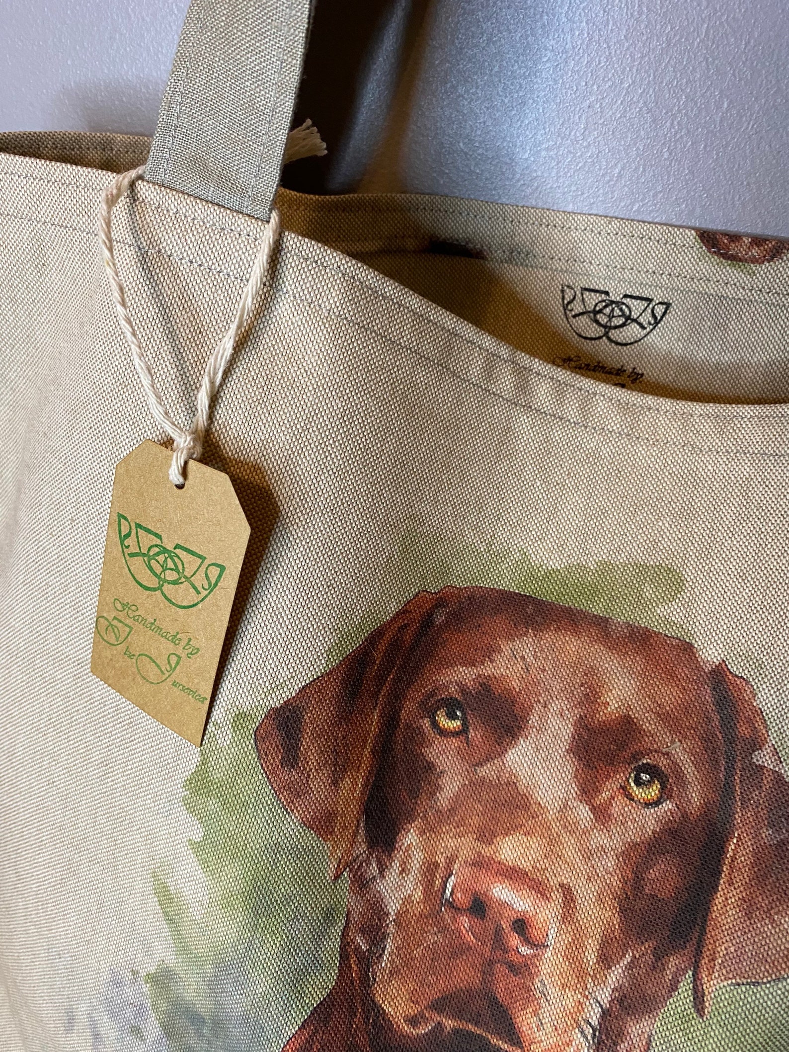 Labrador Linen Cotton Rich Linen Look Labrador Dog Shopping Bag, Digitally Printed ...