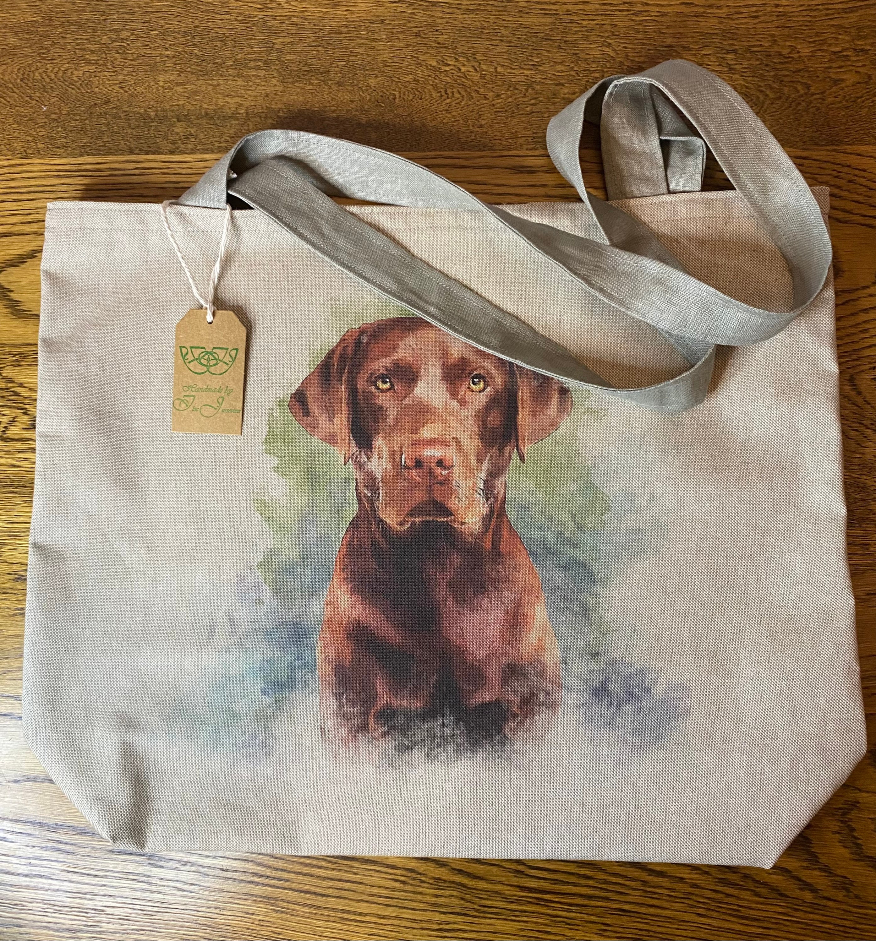 Labrador Linen Cotton Rich Linen Look Labrador Dog Shopping Bag, Digitally Printed ...