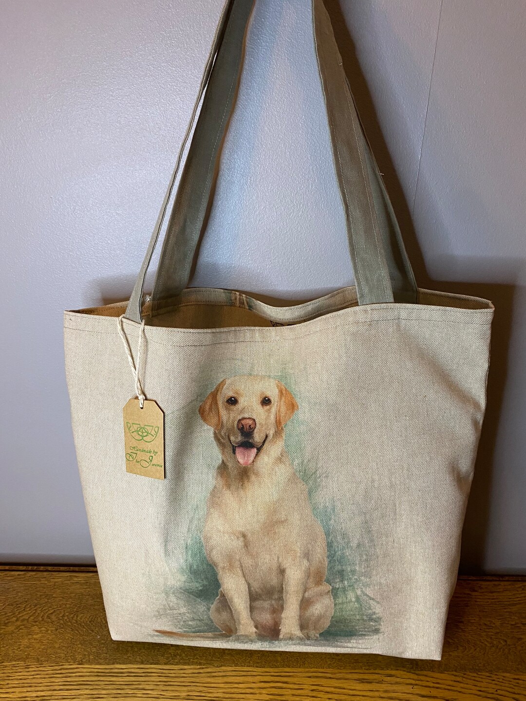Labrador Linen Cotton Rich Linen Look Labrador Dog Shopping Bag, Digitally Printed ...