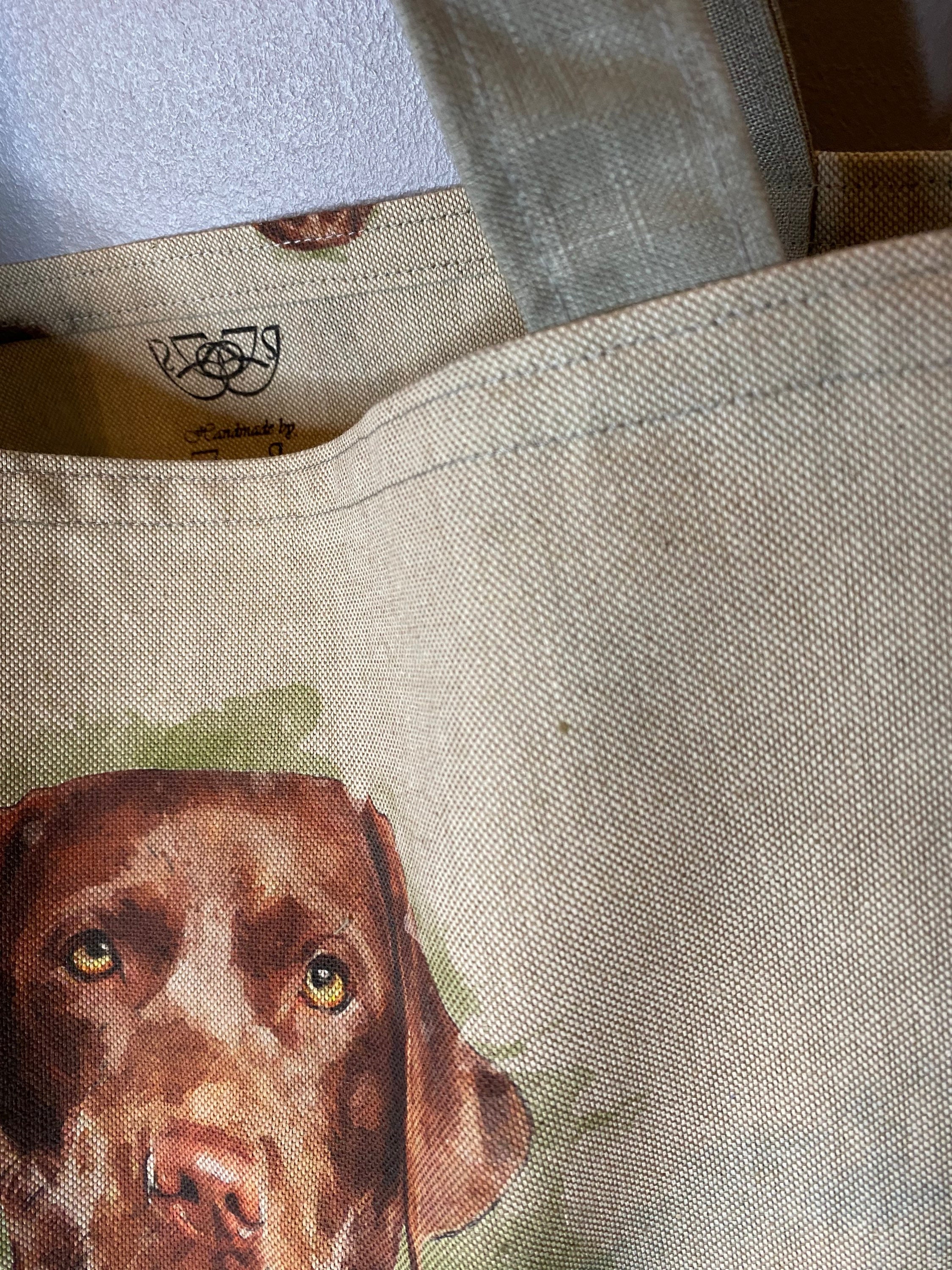 Labrador Linen Cotton Rich Linen Look Labrador Dog Shopping Bag, Digitally Printed ...