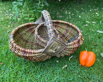 Handmade Unpeeled wicker baskets and peeled onion basket