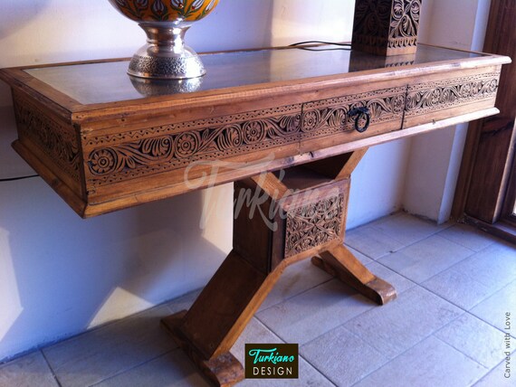 Hand Carved Dresser Console Table Tv Stand Sideboard Orient Antique Style Organic Polish Handmade Furniture Wooden Tm0208