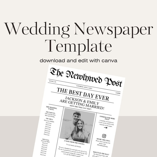 Newly Wed Post- Wedding Newspaper Canva Template