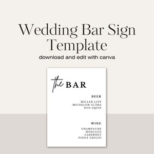 Wedding Bar Sign Canva Template
