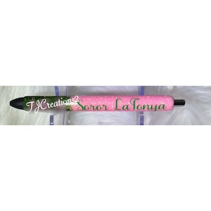 Custom Personalized Pink and Green Writing Pen