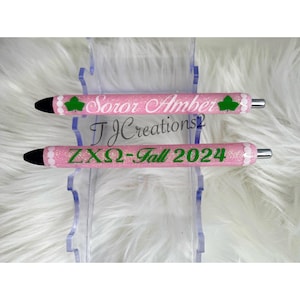 Custom Personalized Front and Back Writing Pen Pink and Green Ivy Pearls