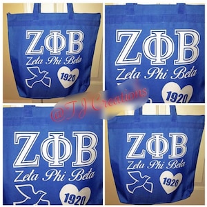 Ladies Women Zeta Phi Beta inspired zipped tote bag
