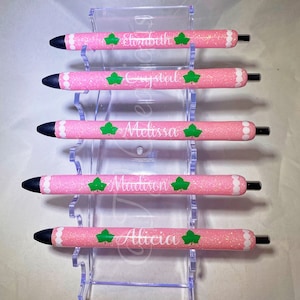 Custom Personalized Writing Pen Pink and Green Ivy Pearls
