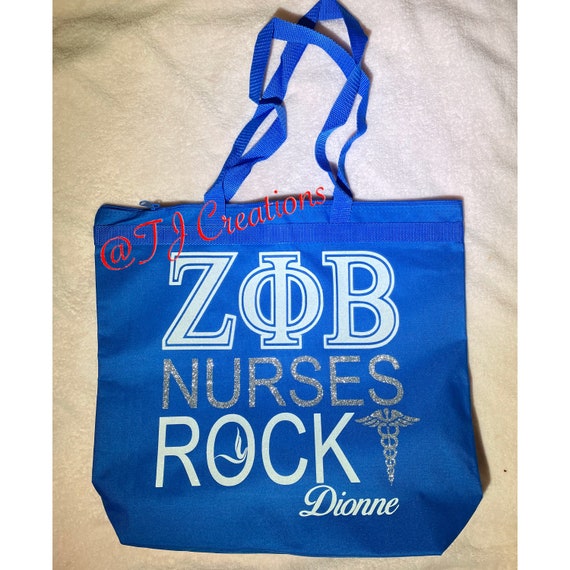 Buy Ladies Women Nurses Zeta Phi Beta Inspired Zipped Tote Bag